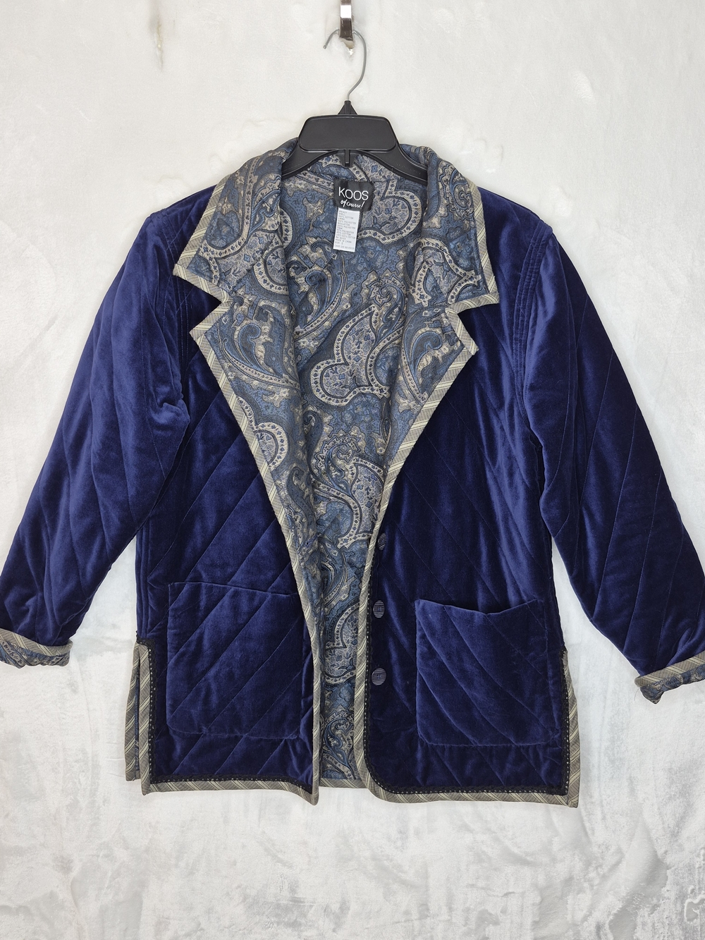 Vintage‎ KOOS Of Course Reversible Quilted Paisley Velvet Jacket Blazer Small